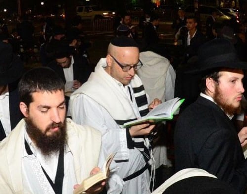 Reciting &quot;Kiddush Levanah&quot; (Sanctification of the Moon) after Yom Kippur. (Photo: Meir Dahan)