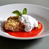 Easy Apple Pie with Whipped Cream & Strawberry Sauce