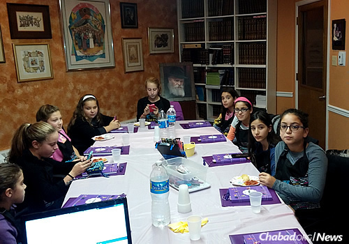 Girls gather for this year&#39;s Bat Mitzvah Club, meeting twice a month on Sunday afternoons at Chabad Lubavitch of Camden County, N.J.