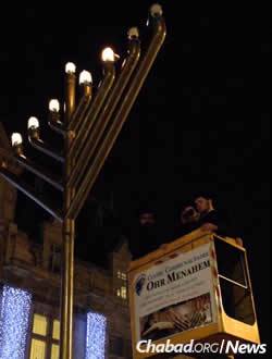 The 2013 outdoor public menorah-lighting in Saint-Denis