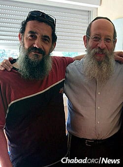 Rabbi Tsion Saadoun of Beth Habad of Marseille, left, with Rabbi Yosef Y. Labkowski, director of Beth Habad of Marseille