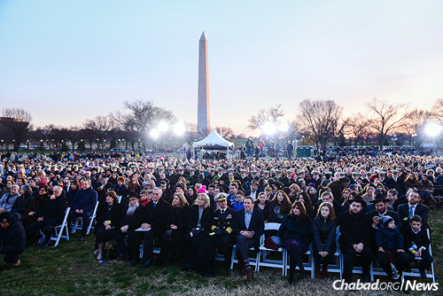 More than 4,000 people sat across from the White House on Sunday night—the first night of Chanukah—to witness the lighting of what is officially known as the National Menorah. (Photo: Baruch Ezagui)