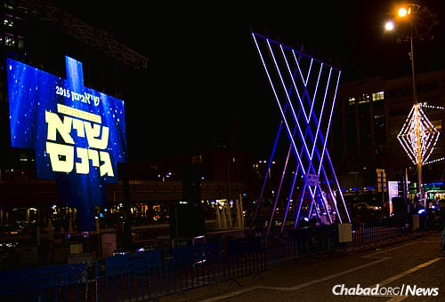 Lighting up the night with the miracles of Chanukah. (Photo: Meir Alfasi)