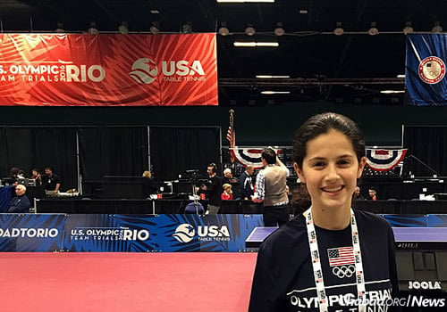 Estee Ackerman, 14, of Long Island, N.Y., competed earlier this month in the U.S. Olympic Trials in Table Tennis, which were held in Greensboro, N.C. She is currently ranked 14th in the nation.