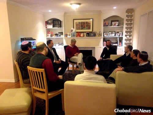 The Fathers First group in Connecticut meets four times a year to share advice on raising children, led by Rabbi Dovid Hordiner, director of the Gan Yeladim Early Childhood Center at Chabad of Stamford, Conn.
