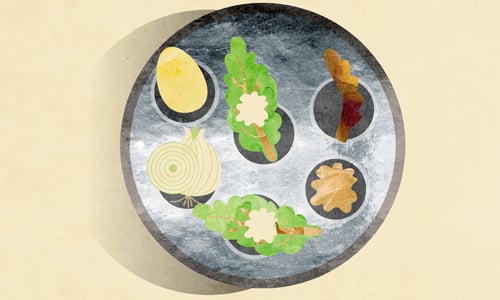 The Passover Seder plate. - Art by Sefira Lightstone