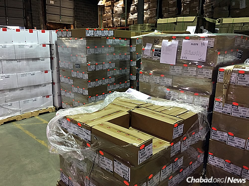 Boxes of kosher-for-Passover goods that the Florida-based Aleph Institute sends to Jewish men and women incarcerated in the United States.