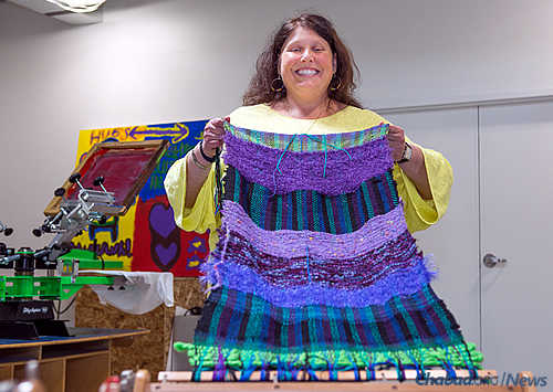 Devorah Newman of Troy, Mich., displays her weaving project. (Photo: Brandon Schwartz)