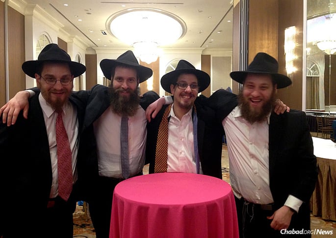 The four Schmidt brothers, from left: Shmueli, Benny, Laible and Yossi, the sons of Chabad-Lubavitch emissaries Rabbi Menachem and Chava Schmidt, co-directors of Lubavitch House of Philadelphia.
