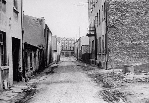The desolate streets of the Częstochowa Ghetto in 1944.