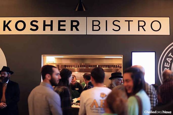 A Kosher Bistro now serves lunch and dinner for students at Colorado State University. It was years in the making, prompted by the efforts of Rabbi Yerachmiel Gorelik, at left, co-director of the Rohr Chabad Jewish Center of Northern Colorado & Colorado State University. (Photo: Kasen Schamaun/The Rocky Mountain Collegian)