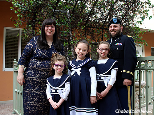 U.S. Army chaplain Capt. Rabbi Mendy Stern, Baila Stern and their children