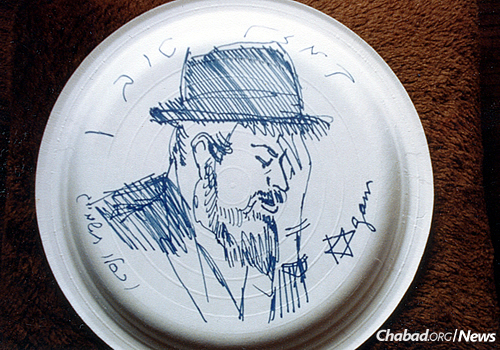 Agam’s sketch of Rabbi Klein. (Photo: Jewish Educational Media/The Living Archive)