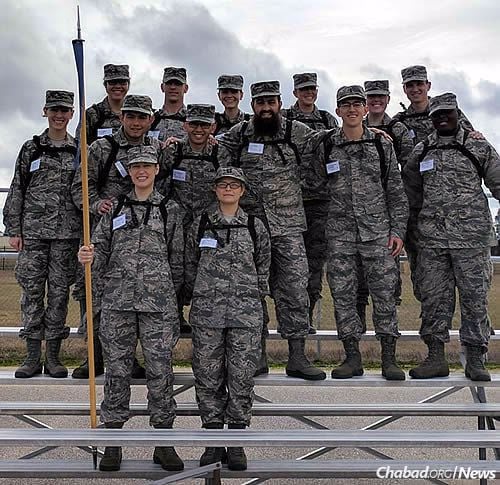 Front and center with airmen after a pennant test for marching in formation