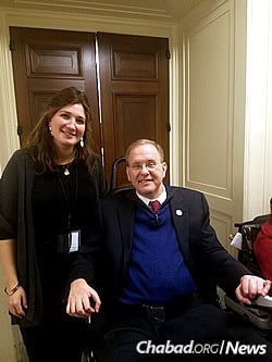 Dr. Sarah Kranz-Ciment, director of the Ruderman Chabad Inclusion Initiative, with Jim Langevin of Rhode Island